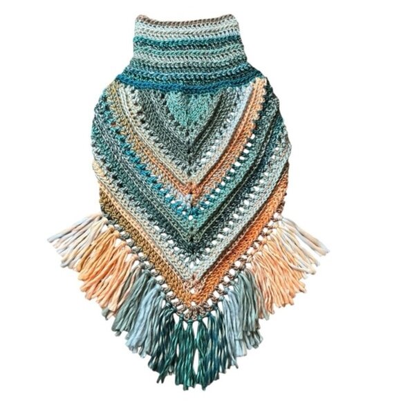 Handcrafted Crochet Cowl Neck Scarf With Fringe New Handmade by Seller Knit - Picture 10 of 16